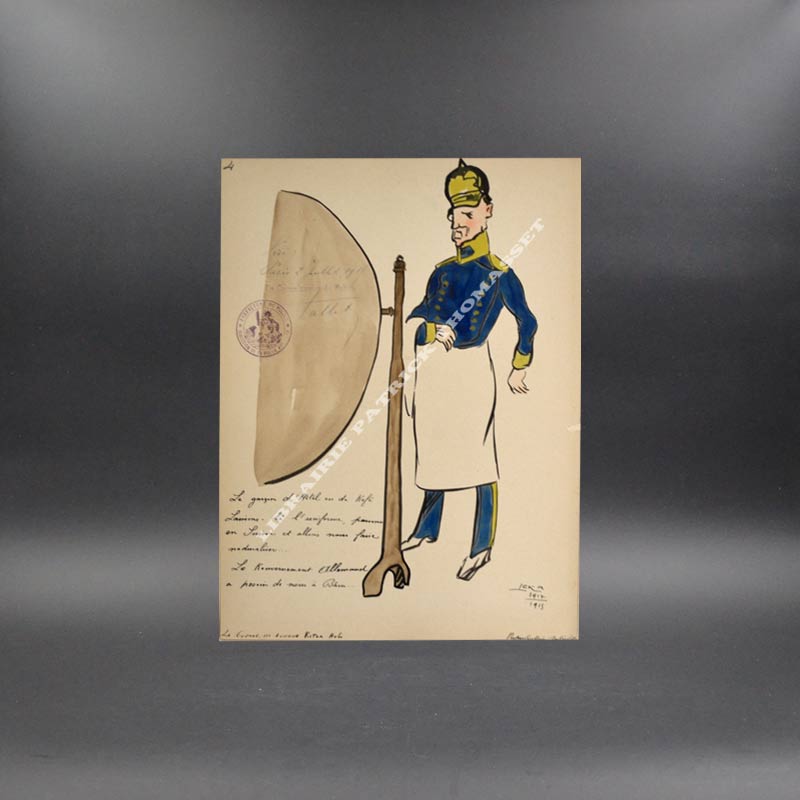 Harry de Leka aquarelle originale pour le journal La Guerre 1914-1915