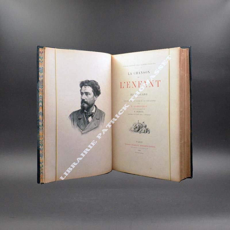 La chanson de l'enfant 1884 par J Aicard avec une suite sur japon Reliure maroquin signée