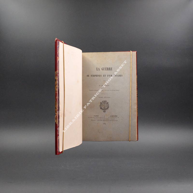 La guerre de surprises et d'embuscades par Alphonse Quinteau, reliures signées E. Rousselle