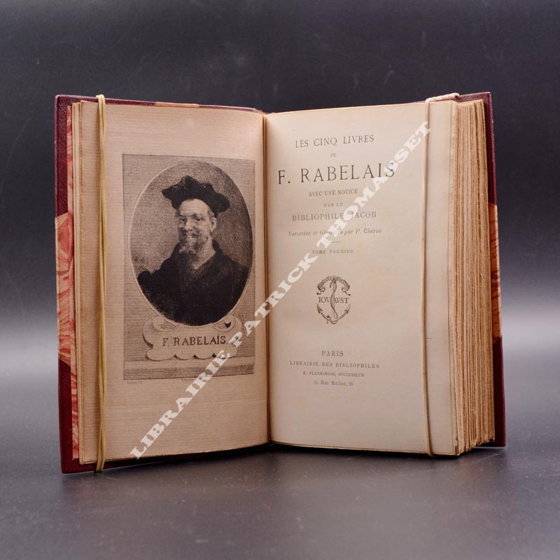Les cinq livres de F. Rabelais notice du bibliophile Jacob reliures maroquin