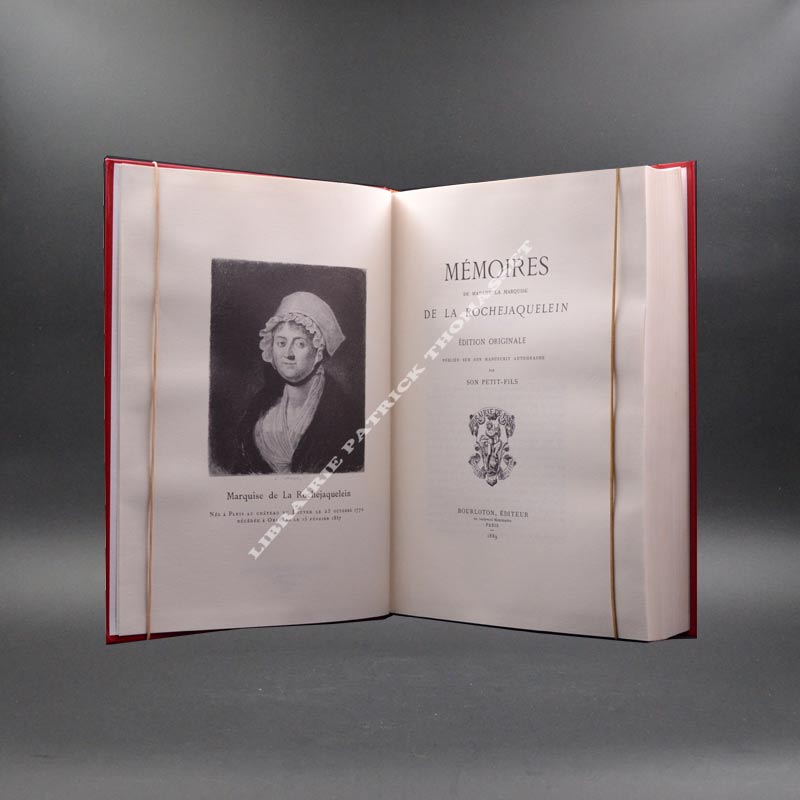 Mémoires de Madame La Marquise de La Rochejaquelein, édition originale publiée sur son manuscrit autographe par son petit-fils. Edition prestige à tirage limité de 450 exemplaires