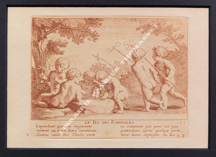 Les Jeux et plaisirs de l'enfance par Bouzonnet-Stella Claudine - 2 gravures anciennes bien encadrées