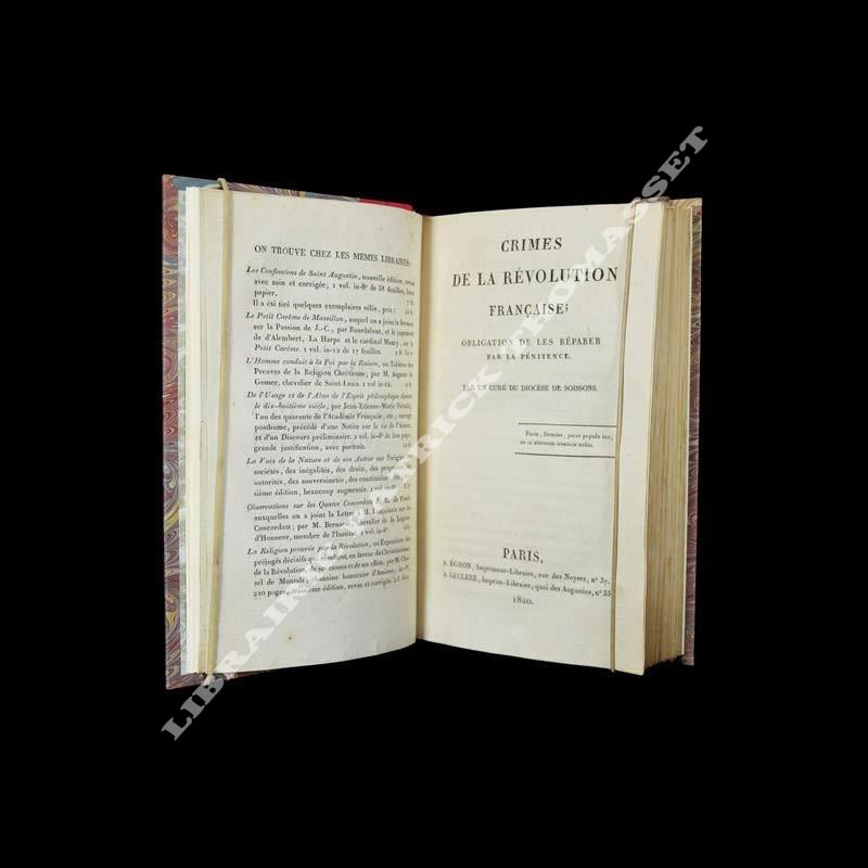 Crimes de la révolution française Obligation de les réparer par la pénitence, par un curé du diocèse de Soissons