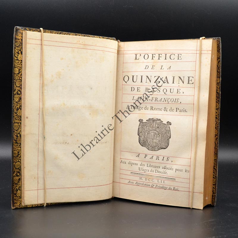 l'Office de la Quinzaine de Pasque 1752 fers aux oiseaux plein maroquin époque