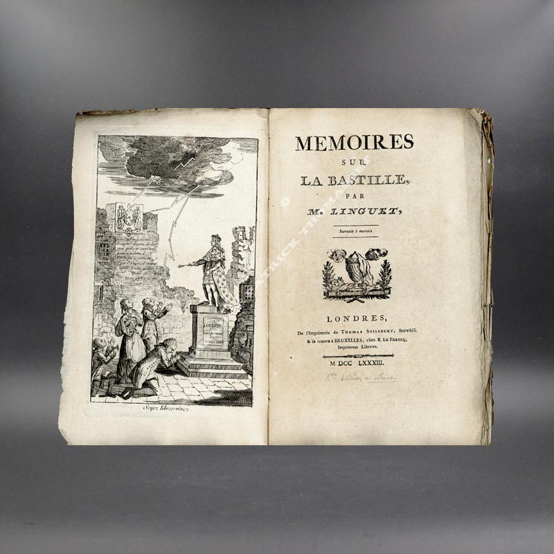 Mémoires sur la Bastille par M. Linguet Edition Originale 1783