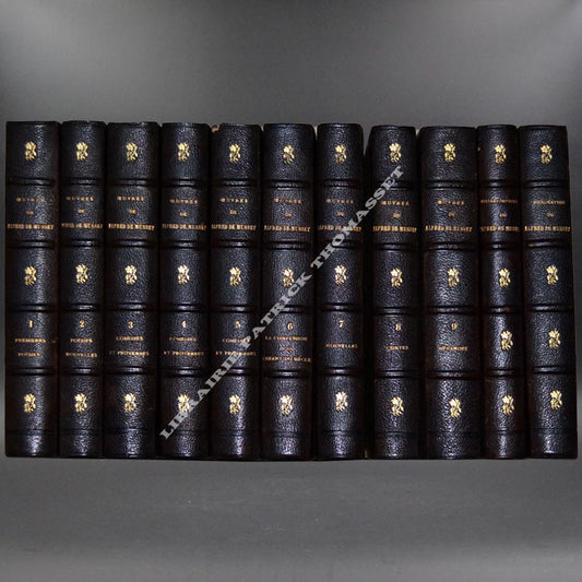 Oeuvres complètes de Alfred de Musset 11 vol Charpentier 1884, exemplaire sur Hollande