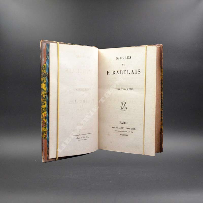 Oeuvres de Rabelais chez Louis Janet 1823, reliures de Ginain relieur du Roi